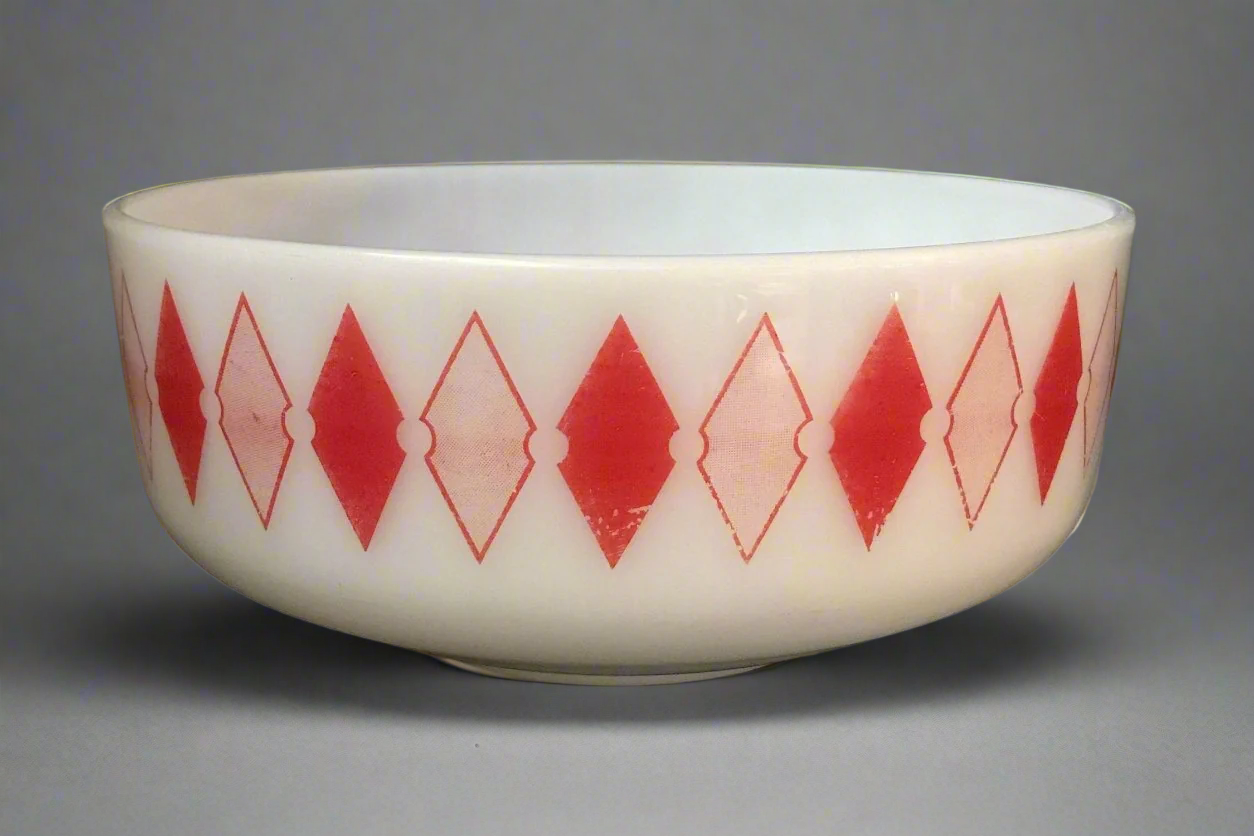 Federal Glass 1950's Diamond Milk Glass Bowl