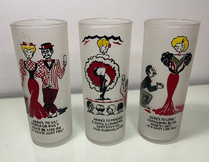 Federal Glass 1950s Gay 90s Frosted Highball Glasses