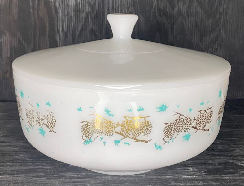 Federal Glass Gold Turquoise 9 Inch Casserole Serving Bowl with Lid - HLJ at HomeFederal Glass Gold Turquoise 9 Inch Casserole Serving Bowl with LidCasserole DishFederal Glass