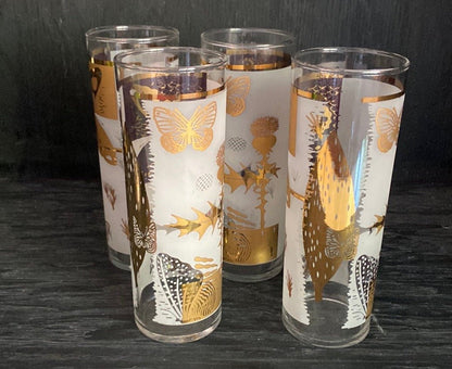 Federal Glass Golden Meadow Frosted Highball Glasses