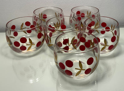 Federal Glass Roly Poly Cherry Lowball Bar Glasses