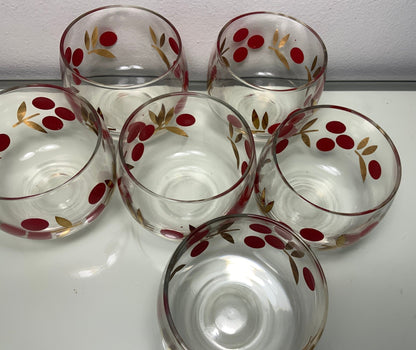 Federal Glass Roly Poly Cherry Lowball Bar Glasses set