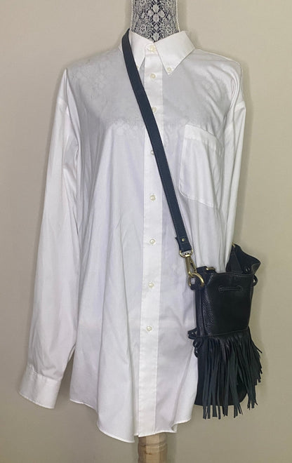 Fossil 1954 Black Fringe Drawstring Tote