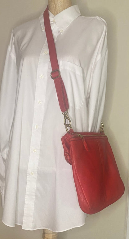 Fossil Erin Crossbody Convertible Red Leather Purse