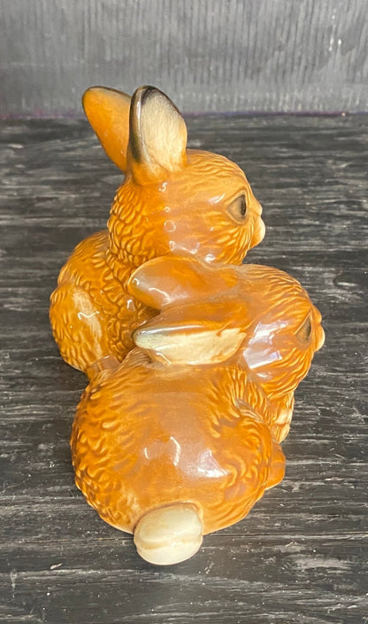 Goebel Porcelain Brown Bunny Rabbits Figurine