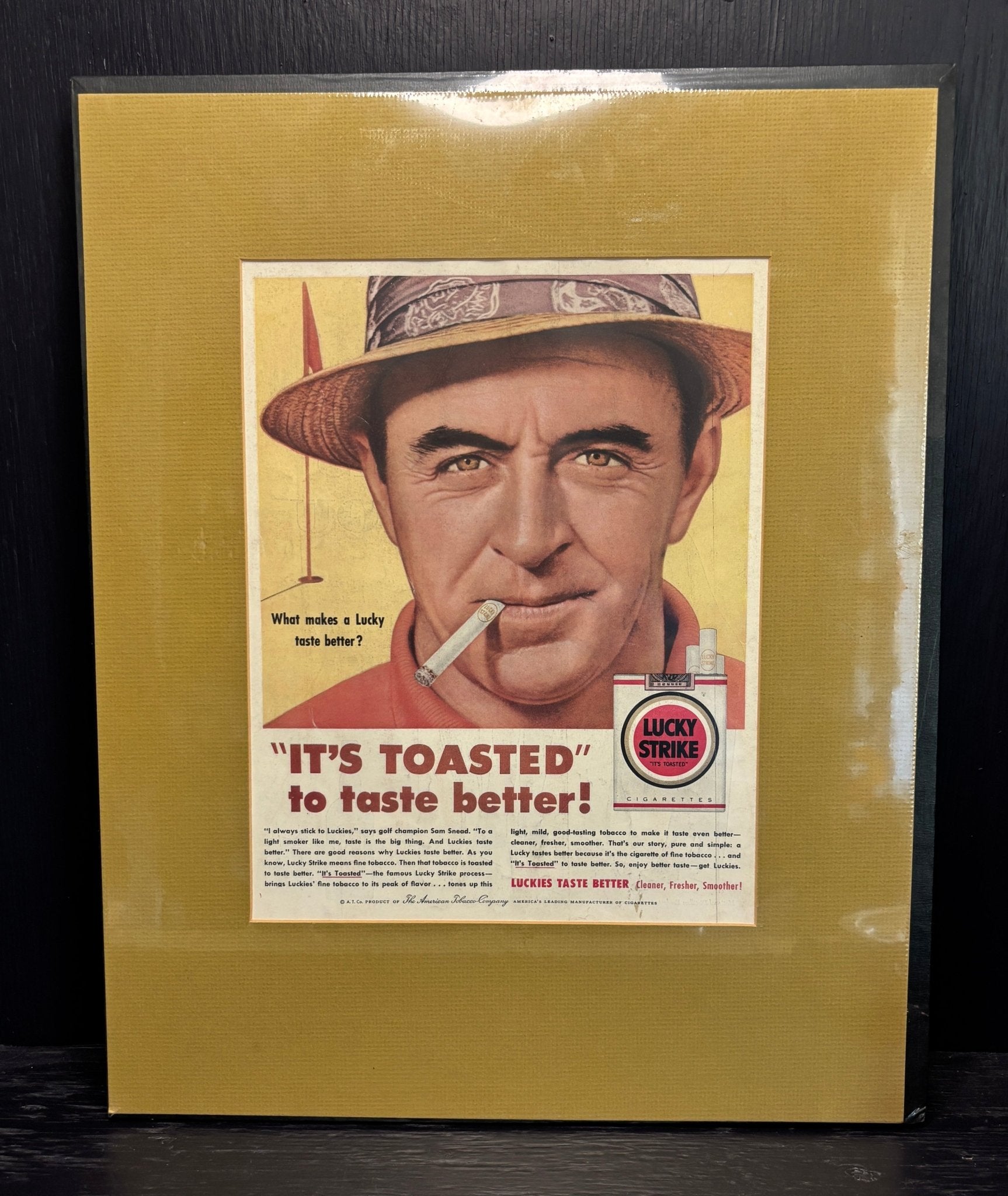 Sam Snead Lucky Strike Cigarettes Advertisement Poster