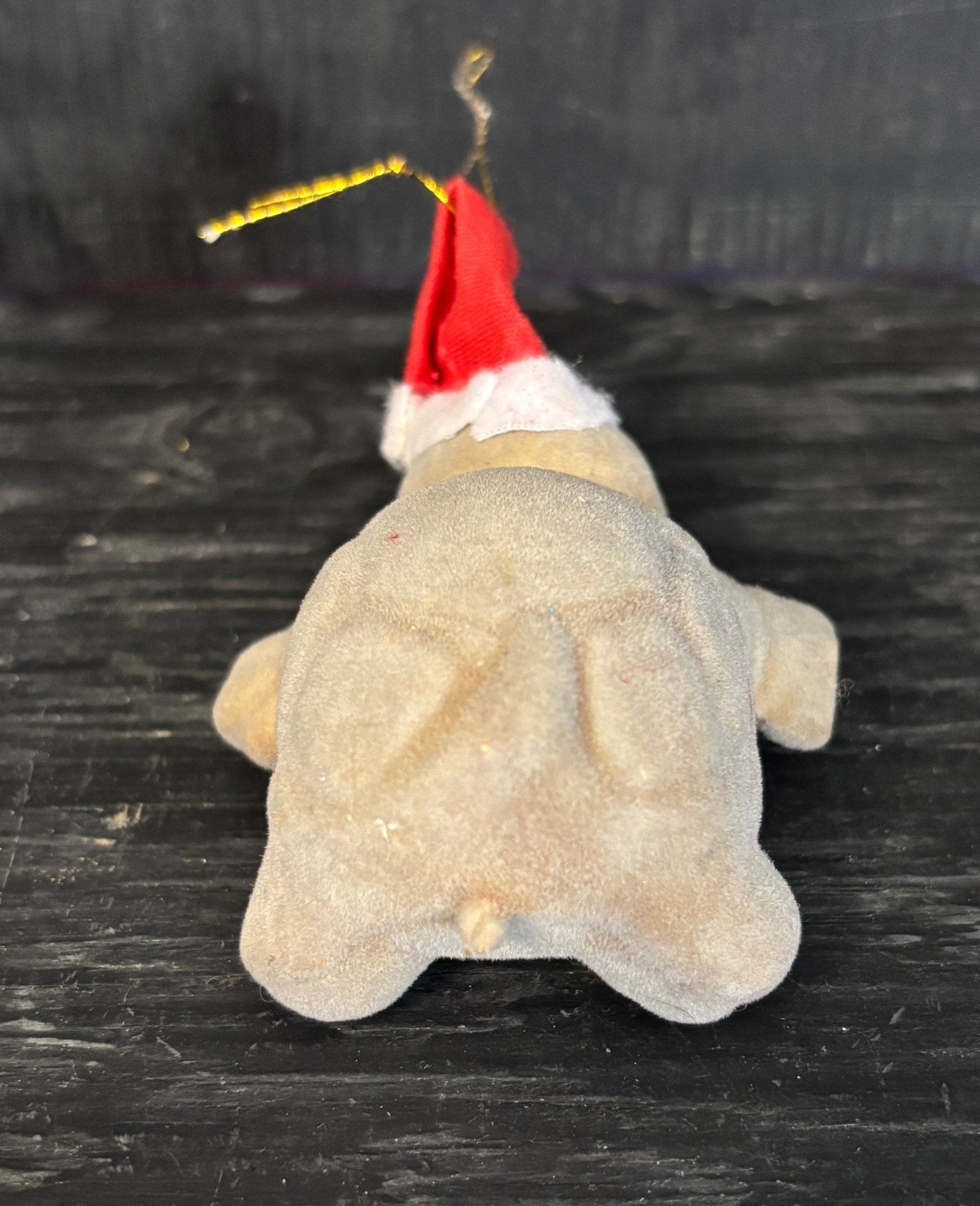 Gray Turtle Vintage Flocked Felt Christmas Ornament