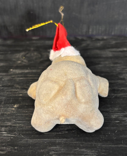 Gray Turtle Vintage Flocked Felt Christmas Ornament