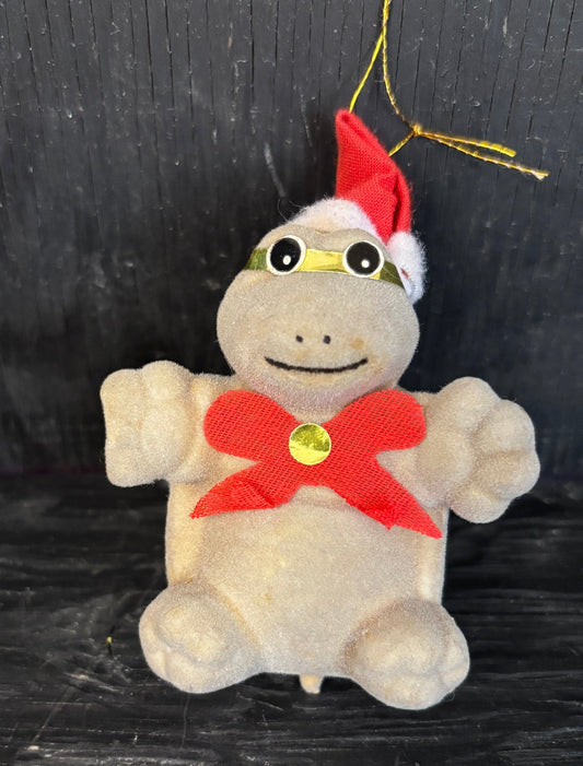 Turtle Vintage Flocked Felt Christmas Ornament