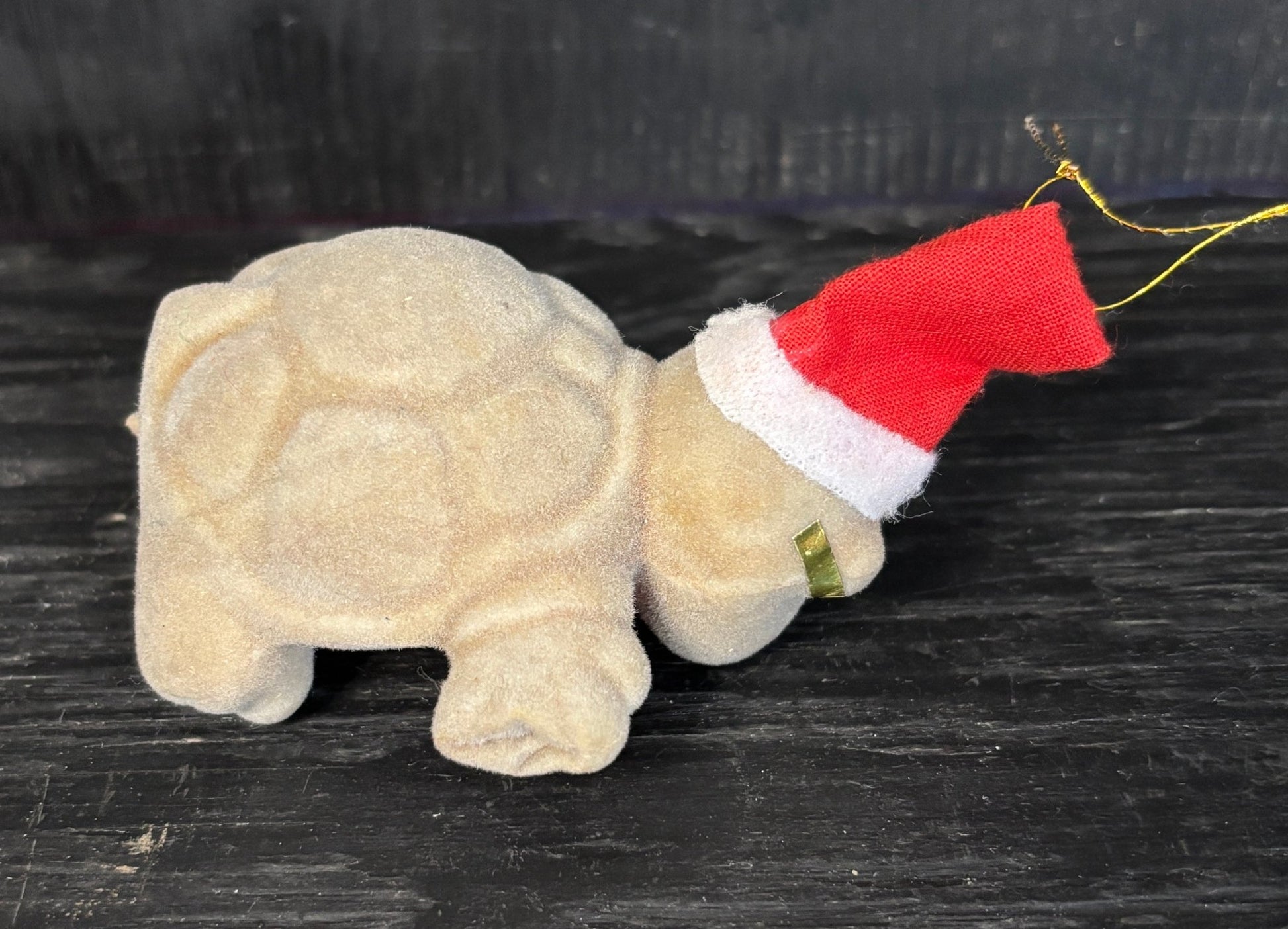 Gray Turtle Flocked Felt Christmas Ornament
