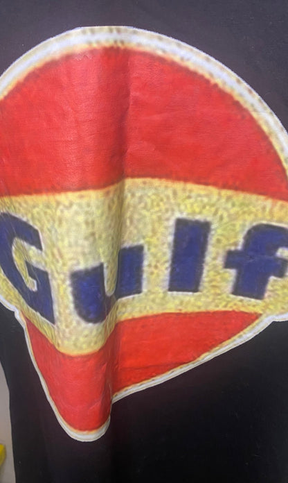 black Gulf Oil Gas Tee Shirt with Gulf logo on front