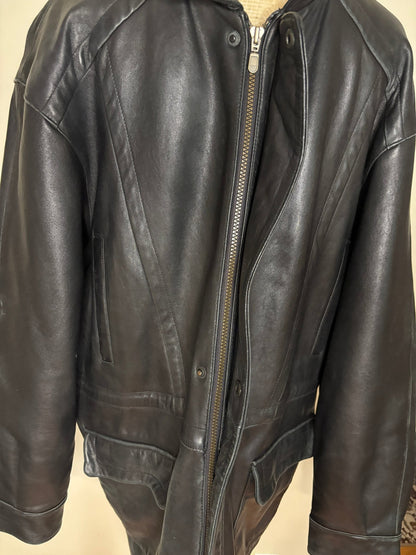 Guy Laroche Mens Black Leather Coat