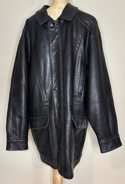 Guy Laroche Mens Black Leather Coat