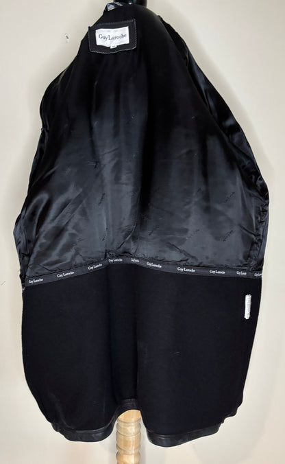 Guy Laroche Mens Black Leather Coat Size 44