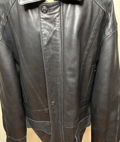 Guy Laroche Mens cheap Black Leather Coat