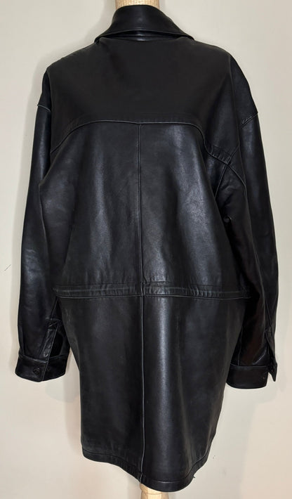 Guy Laroche Mens Black Leather Coat