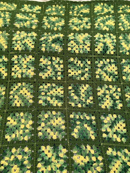 Hand Knit Green Granny Blanket