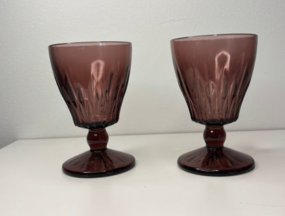 Hazel Atlas Amethyst Moroccan Footed Glasses