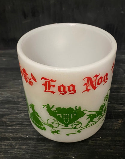 Hazel Atlas Christmas Egg Nog Milk Glasses