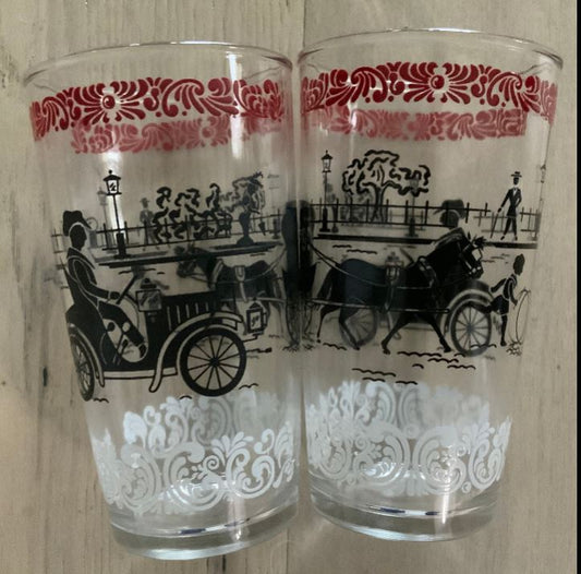 Hazel Atlas Stagecoach Horse and Buggy Glasses