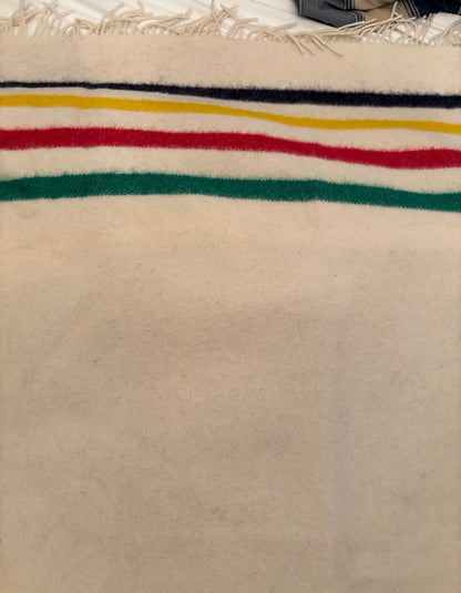 Hudsons Bay Multistripe Wool Caribou Throw Blanket