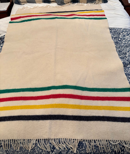 Hudsons Bay Multistripe Wool Caribou Throw Blanket