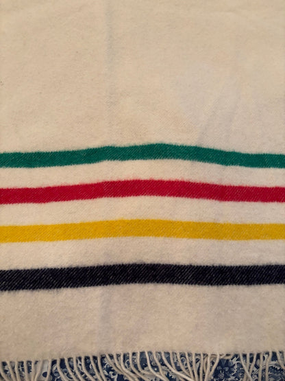 Hudsons Bay Multistripe Wool Caribou Throw Blanket