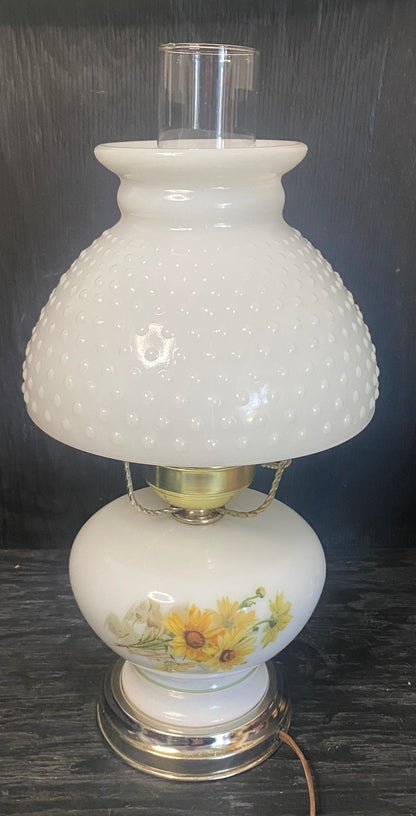Hurricane Milk Glass Lamp