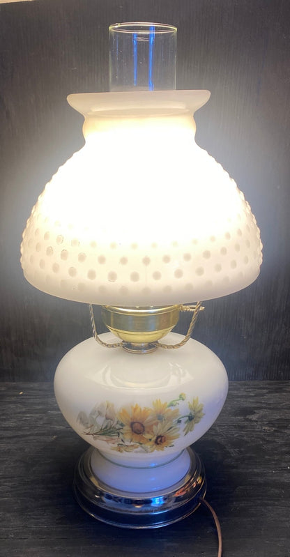 Hurricane Milk Glass Table Lamp