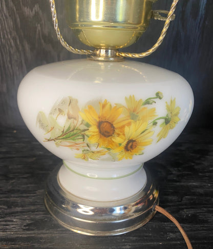 Hurricane Milk Glass Table Lamp