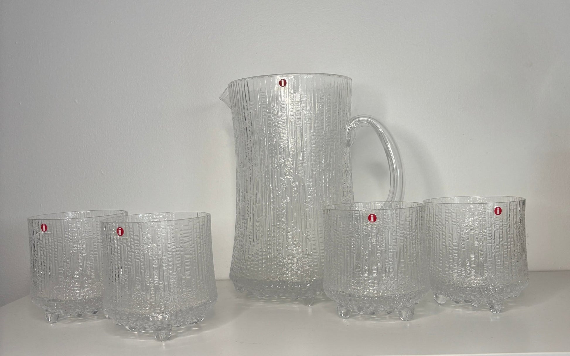 Iittala Ultima Thule Finland Water Pitcher and Glasses Set
