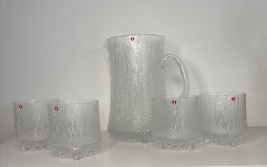 Iittala Ultima Thule Finland Water Pitcher and Glasses Set