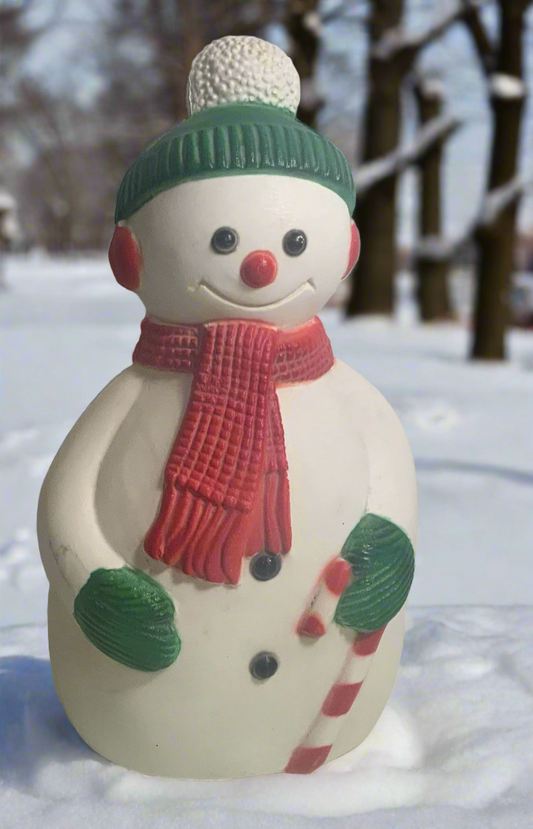 Vintage Plastic Blow Mold Lighted Christmas Snowman