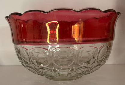 Indiana Glass Red Glass Punch Bowl Set