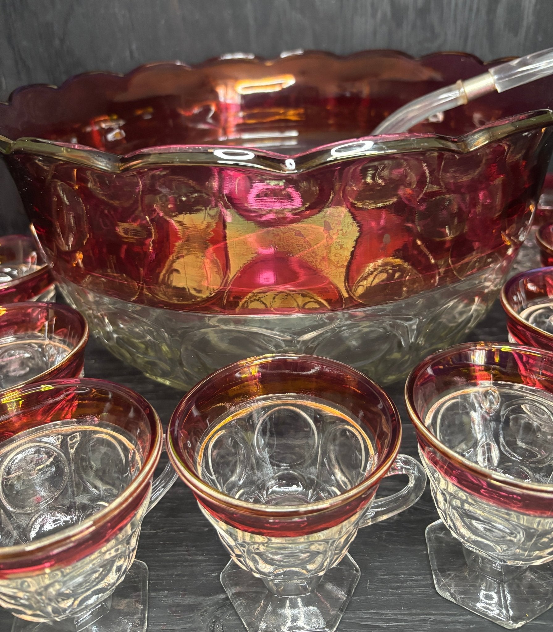 Indiana Glass Ruby Red Glass Punch Bowl Set - HLJ at HomeIndiana Glass Ruby Red Glass Punch Bowl SetPunch Bowl and Glasses SetIndiana Glass