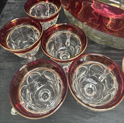 Indiana Glass Ruby Punch Bowl Set