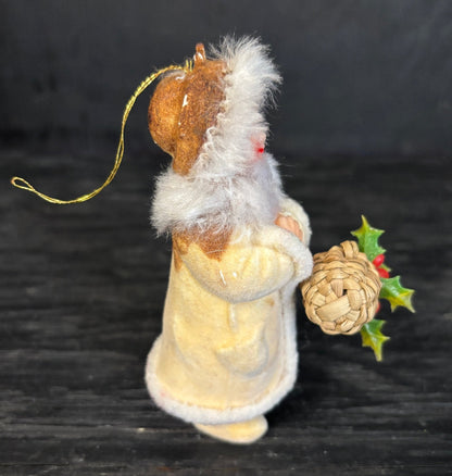 Inuit Woman with Basket Flocked Felt Christmas Ornament