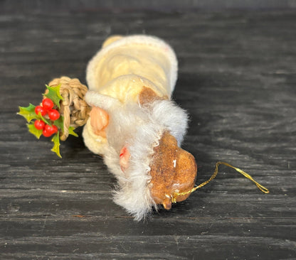 Inuit Woman with Basket Flocked Felt Christmas Ornament