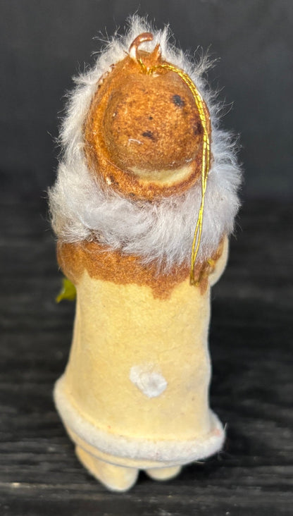 Inuit Woman with Basket Flocked Felt Ornament
