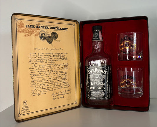 Jack Daniels Old No 7 Gift Tin Bottle and Glasses