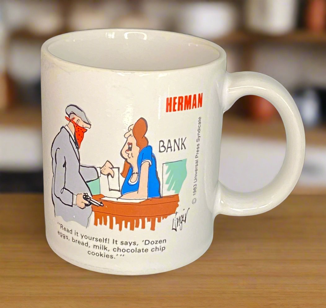 Jim Unger Herman Wrong List for a Bank Mug - HLJ at HomeJim Unger Herman Wrong List for a Bank MugMugJim Unger