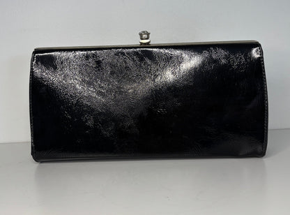 vintage Black Patent Leather Clutch Purse