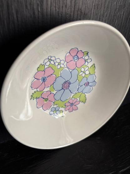 Johnson Brothers Snowhite Ramekin Sauce Bowl with blue and pink flower design