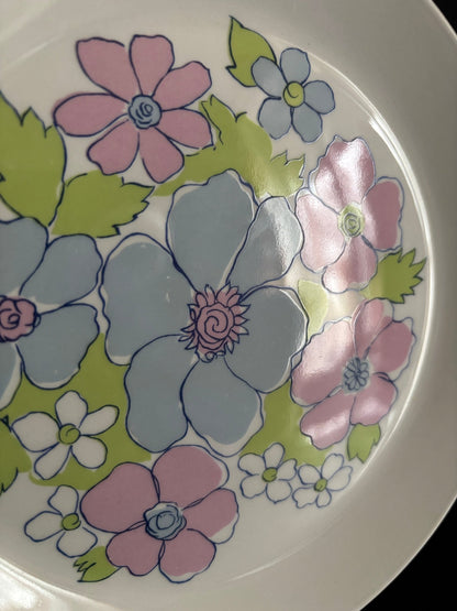 Johnson Brothers Snowhite Salad Plate with pink and blue flower design
