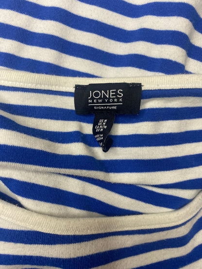 Jones New York Blue and White Stripe Long Sleeve Womens Top