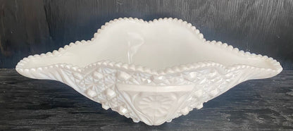 Kemple Milk Glass Sawtooth Edge Bowl