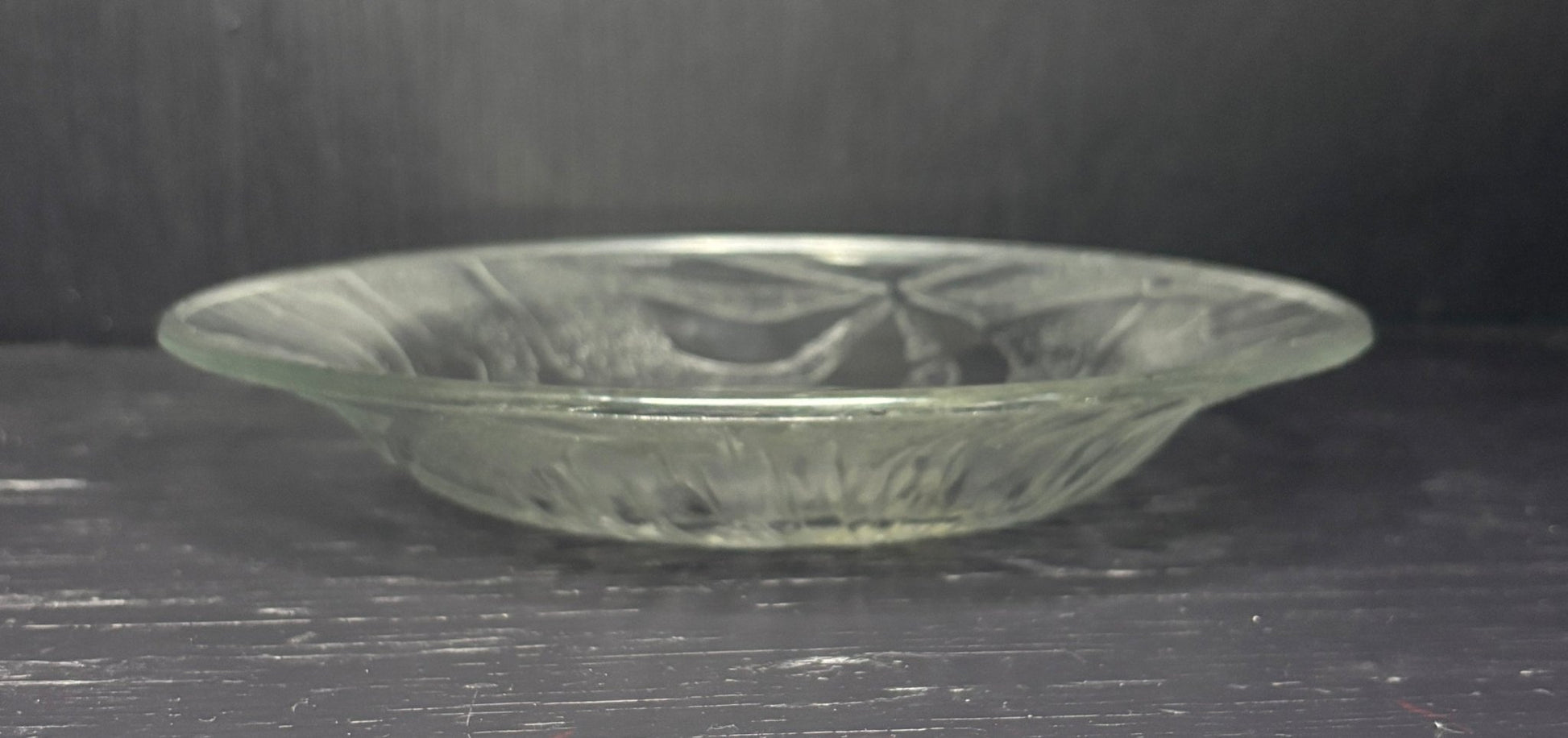 KIG Clear Pressed Glass Floral Shallow Salad Bowl