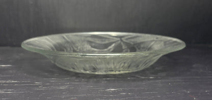 KIG Clear Pressed Glass Floral Shallow Salad Bowl
