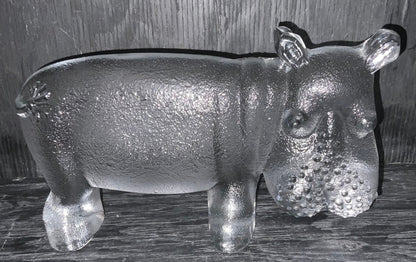 Kosta Boda Glass Hippo Sculpture Zoo Series by Bertil Vallien