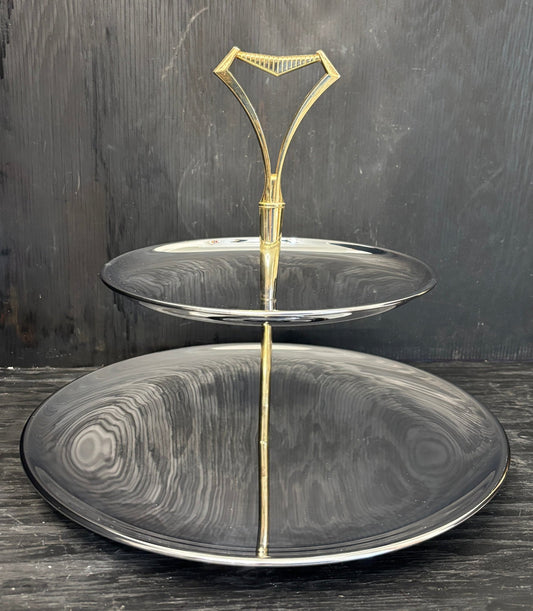 Kromex Two Tiered Metal Serving Tray